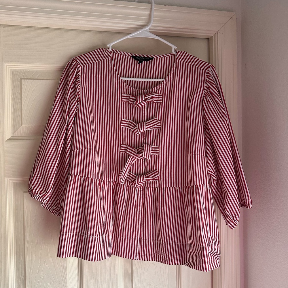 Velvet Heart Red 3/4 Sleeve Peplum Blouse